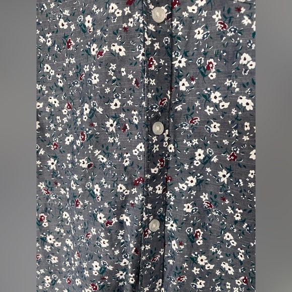 Men’s Penguin Medium Grey Short Sleeved Button Down With Floral Pattern - Picture 5 of 8
